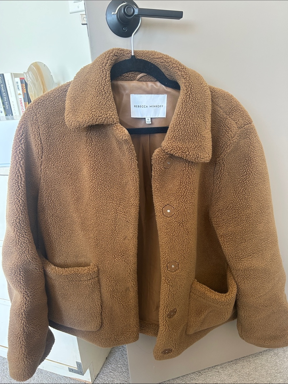 Rebecca Minkoff Plush Teddy Coat in Camel